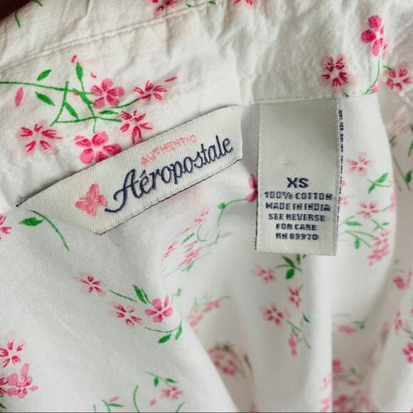 Aeropostale Pink Floral Buttondown Shirt, Size XS - Picture 4 of 5